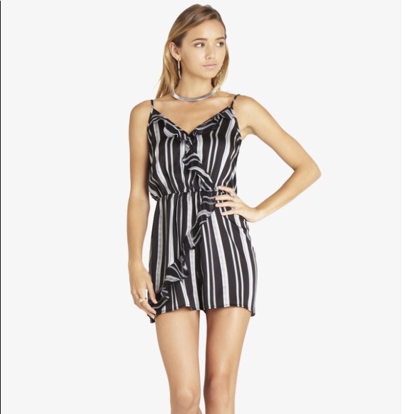 BCBGeneration Black and White Striped Romper - Picture 2 of 3